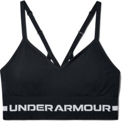 Biustonosz damski Under Armour de sport Seamless Low Long. Czarne biustonosze sportowe damskie Under Armour, bez wzorów, z materiału. Za 164.60 zł.