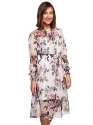 Stylove Sukienka w kolorze białym ze wzorem rozmiar: XL. Białe sukienki damskie Stylove, xl, bez wzorów, bez kołnierzyka, bez ramiączek, midi. Za 118.01 zł.