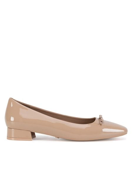 Gino Rossi Baleriny EMILI-SLT2350 Beżowy. Brązowe baleriny damskie Gino Rossi, bez wzorów, z lakierowanej skóry, bez obcasa. Za 269.99 zł.