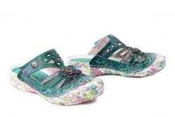 LAURA VITA 0007623 Beczierso 61 bleu, klapki damskie. Zielone klapki damskie Laura Vita, bez wzorów, ze skóry, bez obcasa. Za 305.92 zł.