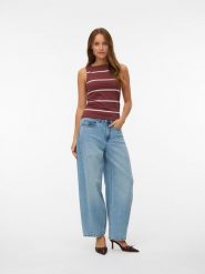Vero Moda Bluzka w kolorze brązowym rozmiar: M. Brązowe bluzki damskie Vero Moda, m, bez wzorów, z bawełny, bez kołnierzyka, bez ramiączek. Za 56.79 zł.
