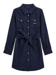 Guess Sukienka jeansowa J5BK22 D4EU0 Granatowy Regular Fit. Niebieskie sukienki dziewczęce Guess, z aplikacjami, z bawełny, bez ramiączek. Za 209.99 zł.