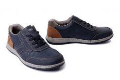 RIEKER 17304-14 blue, półbuty męskie. Niebieskie półbuty męskie Rieker, bez zapięcia. Za 349.90 zł.