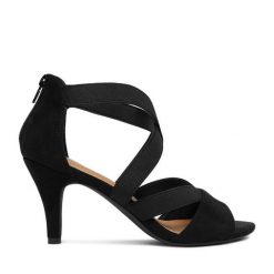 Sandały JENNY. Czarne sandały damskie Jenny, bez wzorów, bez obcasa, na szpilce. Za 129.99 zł.