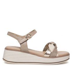 Sandały Lasocki. Brązowe sandały damskie Lasocki, bez wzorów, bez obcasa, na koturnie. Za 169.99 zł.