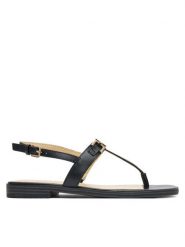 Guess Sandały FLJREL LEA21 Czarny. Czarne sandały damskie Guess, z aplikacjami, ze skóry, bez obcasa, na płaskiej podeszwie. Za 249.99 zł.