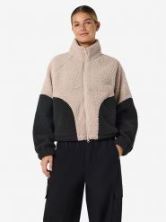 Noisy may Kurtka polarowa "Cuddle" w kolorze beżowo-czarnym rozmiar: L. Brązowe kurtki damskie Noisy may, l, bez wzorów, z polaru, bez kaptura. Za 130.99 zł.