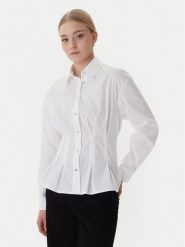 Morgan Koszula 261-CORSET Biały Slim Fit. Białe koszule damskie Morgan, bez wzorów, z bawełny, biznesowe, bez kołnierzyka, bez ramiączek. Za 269.99 zł.