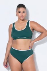 Damskie Top od bikini miękkie miseczki lamówka. Zielone bikini damskie Ulla Popken, bez wzorów, plus size. Za 111.99 zł.