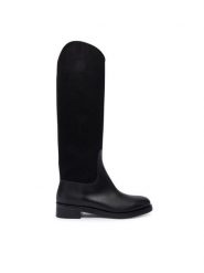 Max Mara Oficerki Cavalierewk 2524796112600 Czarny. Czarne kozaki damskie Max Mara, z materiału, bez obcasa, na płaskiej podeszwie. Za 4,149.00 zł.