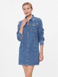 Tommy Jeans Sukienka jeansowa Aline Ls Dress Ah5032 Ext DW0DW17542 Niebieski Regular Fit. Niebieskie sukienki damskie Tommy Jeans, s, bez wzorów, z bawełny, bez kołnierzyka, bez ramiączek. Za 379.99 zł.