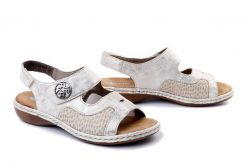 RIEKER 65989-90 beige, sandały damskie. Brązowe sandały damskie Rieker, bez wzorów, bez obcasa. Za 271.92 zł.