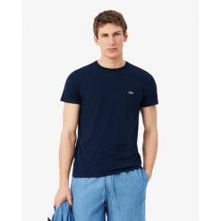 Lacoste Casual T-shirt Men. Niebieskie t-shirty damskie Lacoste, s, bez wzorów, z bawełny, bez kołnierzyka. Za 252.20 zł.