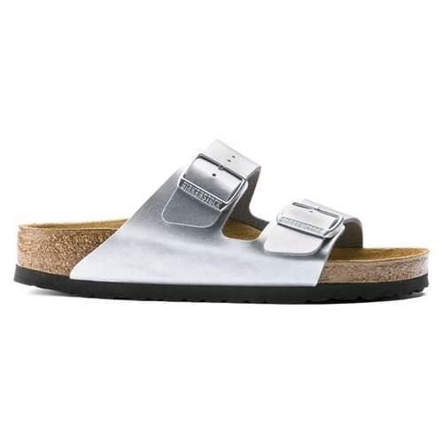 Sandały turystyczne Birkenstock Arizona BF. Szare sandały damskie Birkenstock, bez wzorów, z materiału, bez obcasa. Za 349.00 zł.