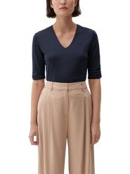 S.Oliver Bluzka w kolorze granatowym rozmiar: 40. Niebieskie bluzki damskie S.Oliver, s, bez wzorów, z wiskozy, bez kołnierzyka, bez ramiączek. Za 101.70 zł.