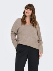 ONLY Carmakoma Sweter w kolorze szarobrązowym rozmiar: S-42/44. Brązowe swetry klasyczne damskie Only Carmakoma, s, bez kołnierzyka. Za 115.95 zł.