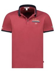 Geographical Norway Koszulka polo "Kara" w kolorze bordowym rozmiar: M. Czerwone koszulki polo męskie Geographical Norway, m, bez wzorów, z bawełny, bez ramiączek. Za 92.21 zł.