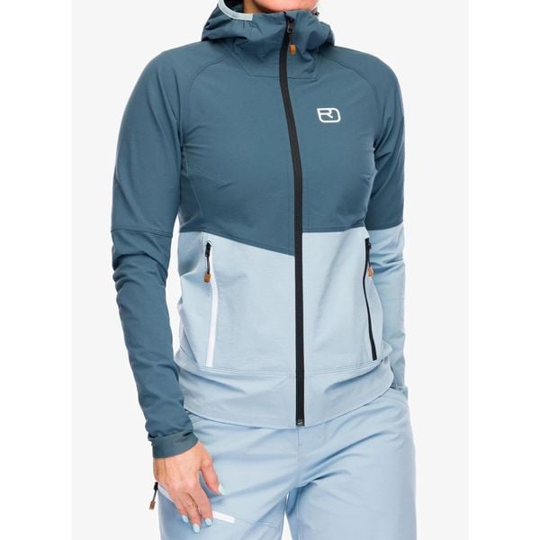 Kurtka softshell damska Ortovox Punta Berrino Hooded Jacket. Niebieskie kurtki damskie ORTOVOX, bez wzorów, z softshellu, bez kaptura. Za 962.49 zł.