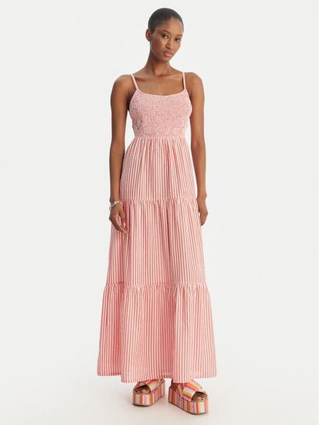 Roxy Sukienka letnia Tropical Glow ERJWD03945 Różowy Regular Fit. Czerwone sukienki damskie Roxy, na lato, l, bez wzorów, z bawełny, bez kołnierzyka, bez ramiączek. Za 339.99 zł.