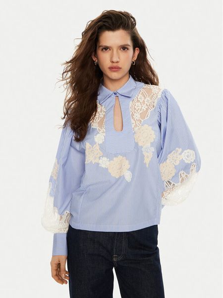 Munthe Koszula Shellcu 244101624423 Niebieski Regular Fit. Niebieskie koszule damskie Munthe, bez wzorów, z syntetyku, bez kołnierzyka, bez ramiączek. Za 669.99 zł.