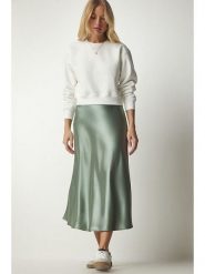 Happiness Istanbul Spódnica w kolorze zielonym rozmiar: 42. Zielone spódniczki damskie Happiness Istanbul, bez wzorów, z podwyższonym stanem, midi. Za 78.99 zł.