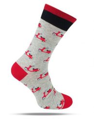 Tematyczne Skarpetki Bawełniane - Skutery na Popielatym Tle. Szare skarpetki męskie His Story, bez wzorów, z bawełny. Za 34.99 zł.