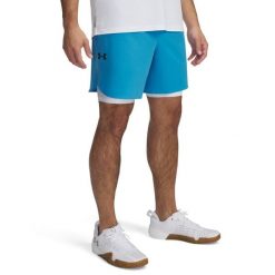 Spodenki Męskie Sportowe Under Armour Vanish Elite Short. Niebieskie szorty męskie Under Armour, bez wzorów, z materiału, sportowe. Za 249.99 zł.