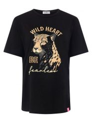 Zwillingsherz Koszulka "Wild Heart" w kolorze czarnym rozmiar: M. Czarne bluzki damskie Zwillingsherz, m, bez wzorów, bez kołnierzyka. Za 118.56 zł.