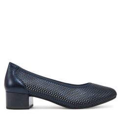 Czółenka Caprice. Niebieskie czółenka damskie Caprice, bez wzorów, bez obcasa. Za 339.99 zł.