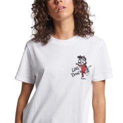 Koszulka turystyczna damska Superdry Vintage Crossing Lines. Białe bluzki sportowe damskie Superdry., s, bez wzorów, z bawełny, bez ramiączek. Za 102.00 zł.
