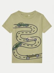 NAME IT T-Shirt Borris 13238894 Zielony Regular Fit. Zielone t-shirty chłopięce Name it, bez wzorów, z bawełny, bez ramiączek. Za 29.99 zł.