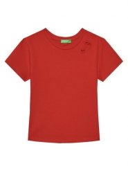 United Colors Of Benetton T-Shirt 3P4ZC10O0 Czerwony Slim Fit. Czerwone koszulki dziewczęce United Colors Of Benetton, bez wzorów, z bawełny, bez ramiączek. Za 49.99 zł.