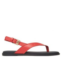 Sandały Tommy Hilfiger. Brązowe sandały damskie Tommy Hilfiger, bez wzorów, bez obcasa, na płaskiej podeszwie. Za 299.99 zł.
