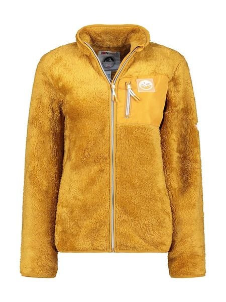 Geographical Norway Kurtka polarowa "Upecious" w kolorze musztardowym rozmiar: M. Brązowe kurtki damskie Geographical Norway, m, bez wzorów, z polaru, bez kaptura. Za 139.54 zł.