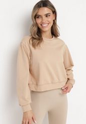 Beżowa Bawełniana Bluza Oversize o Krótszym Kroju Vesperana. Brązowe bluzy bez kaptura damskie Born2be, l, z bawełny. Za 49.99 zł.