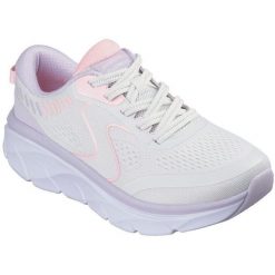 Buty sportowe damskie Skechers D'lux Walker 2.0 act. Białe buty sportowe na co dzień damskie Skechers, bez wzorów, ze skóry ekologicznej. Za 370.99 zł.
