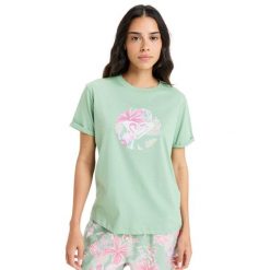 Koszulka z krótkim rękawem dla Kobiety OCEANREGULAR ROUND HIBISCUS Zielony. Zielone bluzki sportowe damskie Roxy, m, z bawełny, bez kołnierzyka, bez ramiączek. Za 99.99 zł.