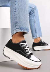 Czarne Sznurowane Trampki Przed Kostkę Na Platformie Camely. Czarne trampki i tenisówki damskie Renee, bez wzorów, przed kostkę. Za 44.99 zł.
