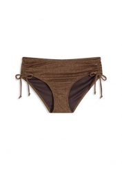 Połyskujące figi bikini z błyszczącego materiału. Brązowe bikini damskie bonprix, bez wzorów. Za 77.99 zł.