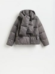 Pikowana kurtka z wiązaniem - brązowy. Brązowe kurtki damskie Reserved, l, bez wzorów, z tkaniny, bez kaptura. Za 299.99 zł.