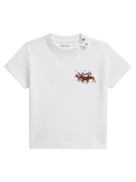Polo Ralph Lauren T-Shirt 320A95734002 Biały Regular Fit. Białe t-shirty chłopięce Polo Ralph Lauren, bez wzorów, z bawełny, bez ramiączek. Za 219.99 zł.