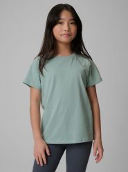 4F T-shirt regular gładki dziewczęcy - miętowy 164 (13-14 lat). Niebieskie koszulki dziewczęce 4f, bez wzorów, z bawełny, bez ramiączek. Za 29.99 zł.