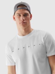 4F T-shirt regular z bawełny organicznej z nadrukiem męski - biały XXL. Białe t-shirty męskie 4f, m, bez wzorów, z bawełny, bez kołnierzyka. W wyprzedaży za 39.99 zł.