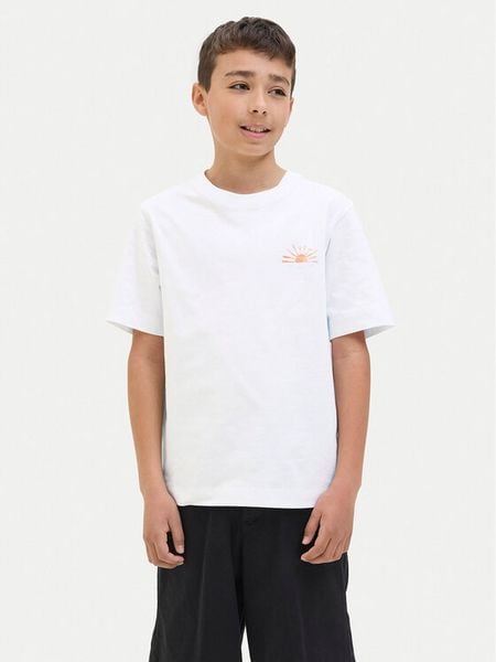 Jack & Jones Junior T-Shirt Canggu 12278649 Biały Relaxed Fit. Białe t-shirty chłopięce JACK & JONES Junior, bez wzorów, z bawełny, bez ramiączek. Za 39.99 zł.