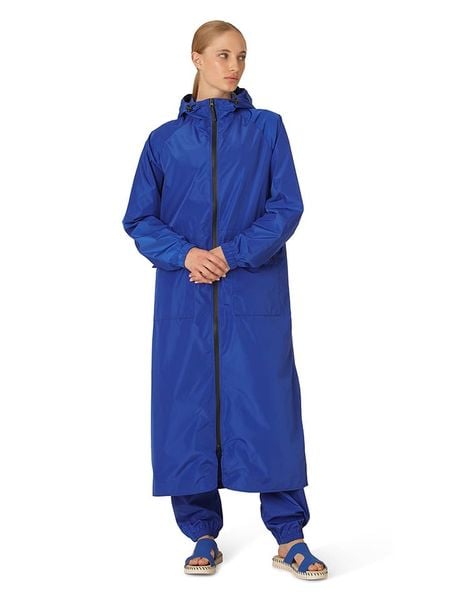 Ilse Jacobsen Płaszcz przeciwdeszczowy w kolorze niebieskim rozmiar: 42. Niebieskie kurtki przeciwdeszczowe damskie Ilse Jacobsen, bez wzorów, sportowe. Za 292.20 zł.