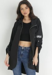 Czarna Kurtka Oversize Wiatrówka z Kapturem Lafise. Czarne kurtki damskie Born2be, s, bez wzorów, z kapturem. Za 54.99 zł.