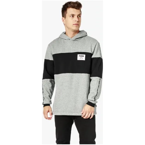 Puma Bluza Rebel Block Hoody Fl , szary, rozmiar M. Szare bluzy z kapturem męskie Puma, m, z bawełny. W wyprzedaży za 159.99 zł.
