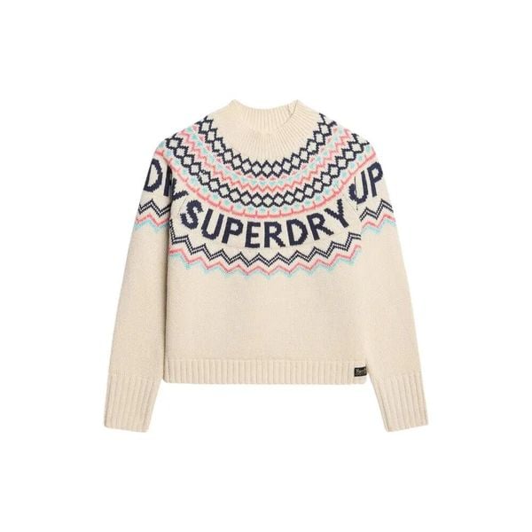 Wzorzysty sweter jacquard damski Superdry. Brązowe swetry klasyczne damskie Superdry., na zimę, bez kołnierzyka. Za 372.25 zł.