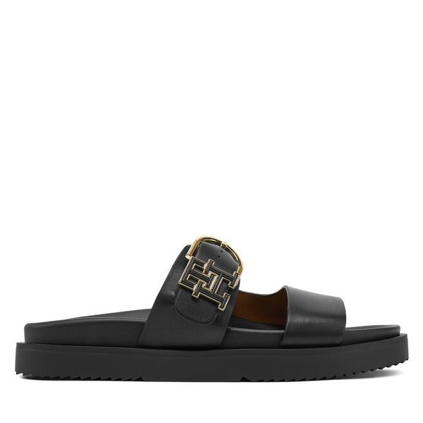 Klapki Tommy Hilfiger. Czarne klapki damskie Tommy Hilfiger, bez wzorów, bez obcasa. Za 399.99 zł.