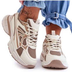 FG2 Damskie Buty Sportowe Sznurowane Beżowe Emare beżowy. Brązowe buty sportowe na co dzień damskie bez wzorów, ze skóry. Za 205.59 zł.